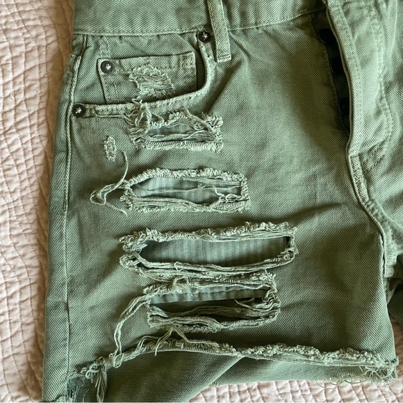 Free People🌱Green High Waisted Shorts - Picture 3 of 6